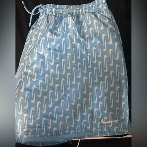 Nike Light Blue and White Swim Shorts